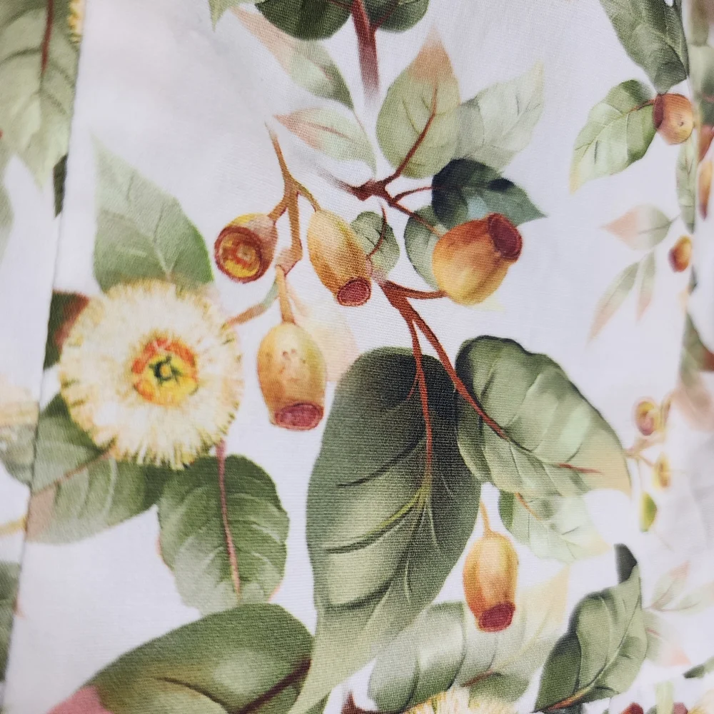 Floral Off-Shoulder Summer Dress in White and Green